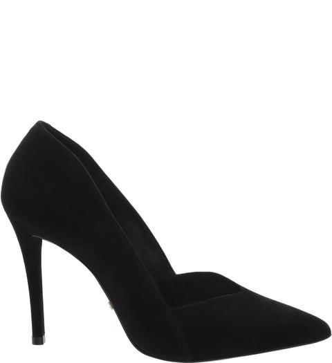 Scarpin Nobuck Salto Alto Fino Preto