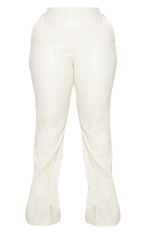 Plus Cream Pu Seam Detail Trouser