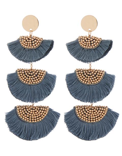 Layered Fringe Tassel Statement Earrings