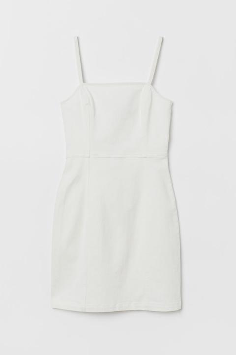 H & M - Vestido En Sarga De Algodón - Blanco