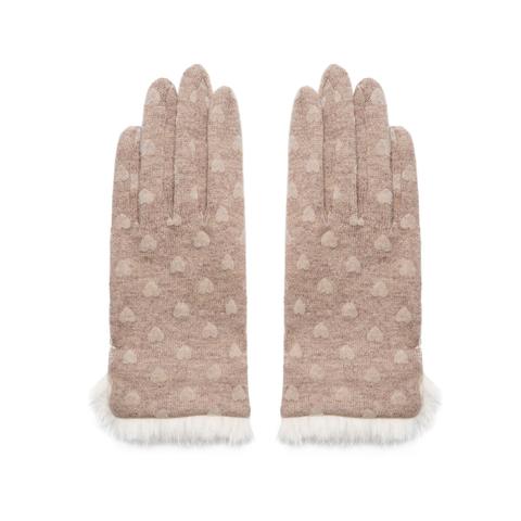 Guantes Corazones Beige