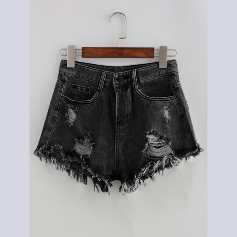 Bleach Wash Distressed Denim Shorts