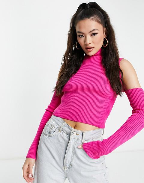 I Saw It First Cold Shoulder Jumper In Hot Pink