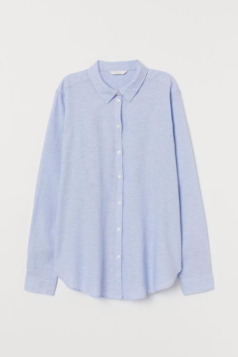 Linen-blend Shirt - Blue