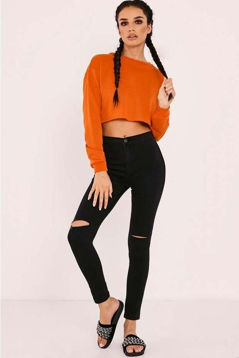 Sarah Ashcroft Boss Babe Orange Cropped Jumper