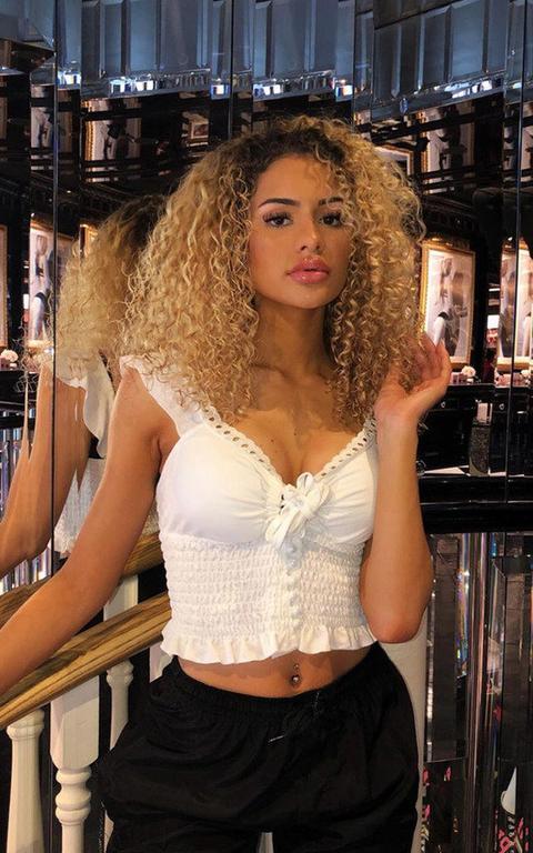 Harper Frill Tie Crop Top In White