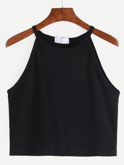 Top Escote Alto Crop Cami -negro