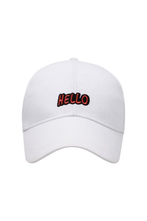 Cappellino Bianco Con Visiera E Slogan