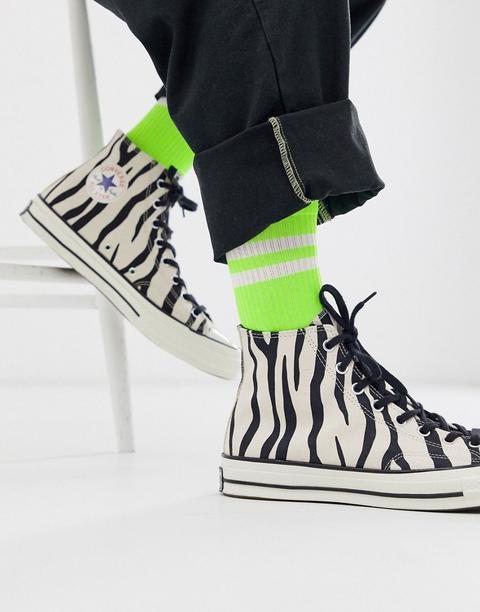 Asos Design Sports Socks In Neon Green With Stripe