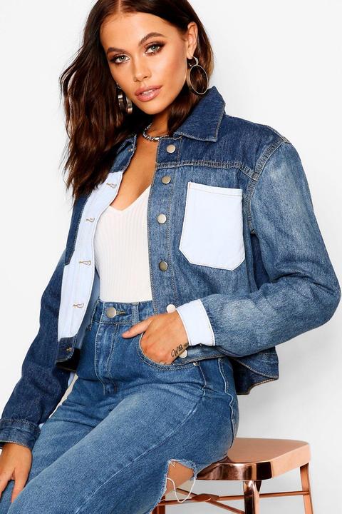 Veste En Denim Contrastante