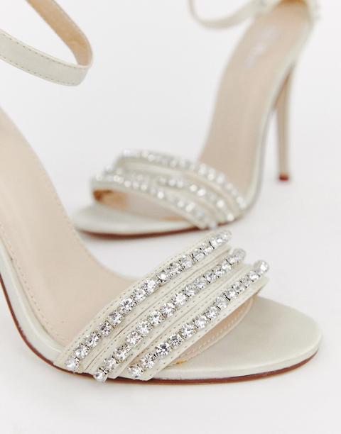 Be Mine Bridal Glimmer Ivory Satin Embellished Stiletto Heeled