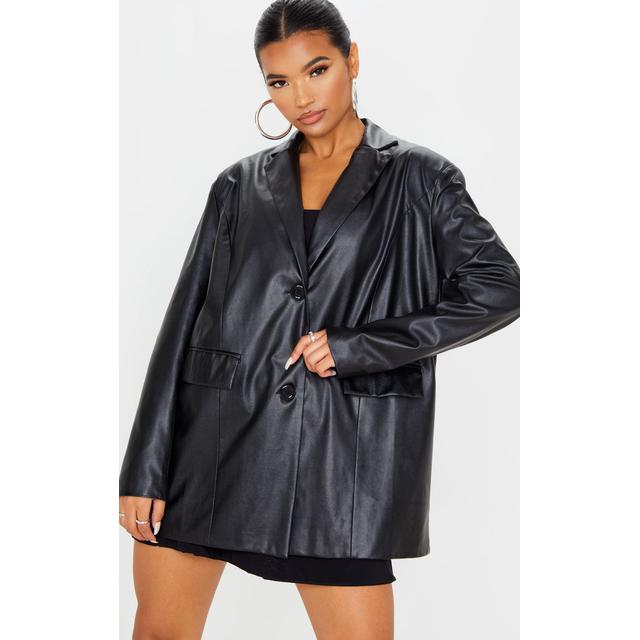 oversized black leather blazer