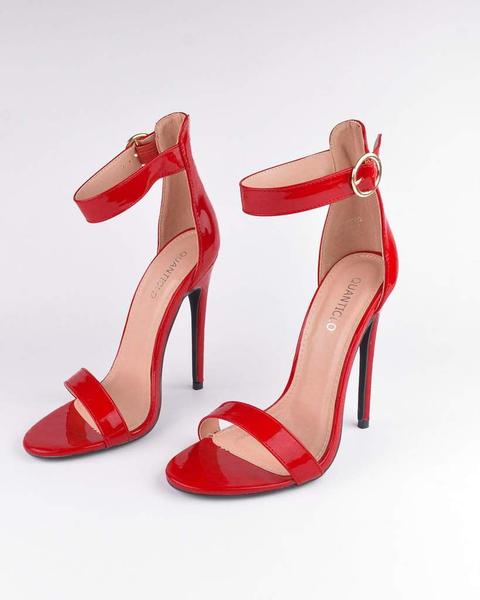 Ashlynn - Heeled Sandal In Red Glassy