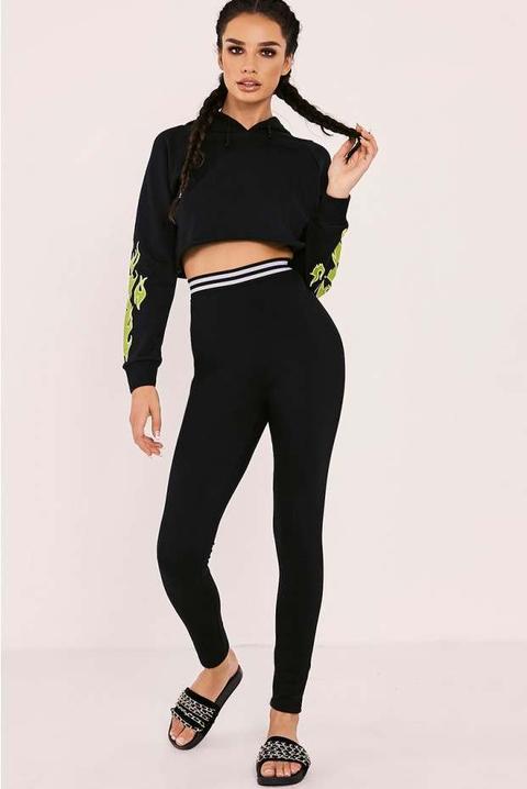 Sarah Ashcroft Black Flame Cropped Hoodie