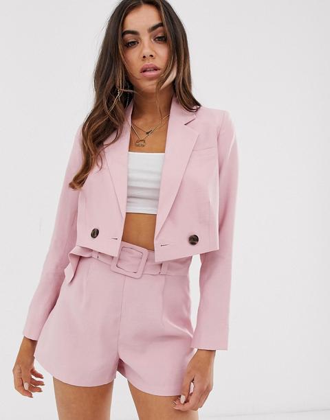 Americana De Traje Corta En Rosa De Asos Design